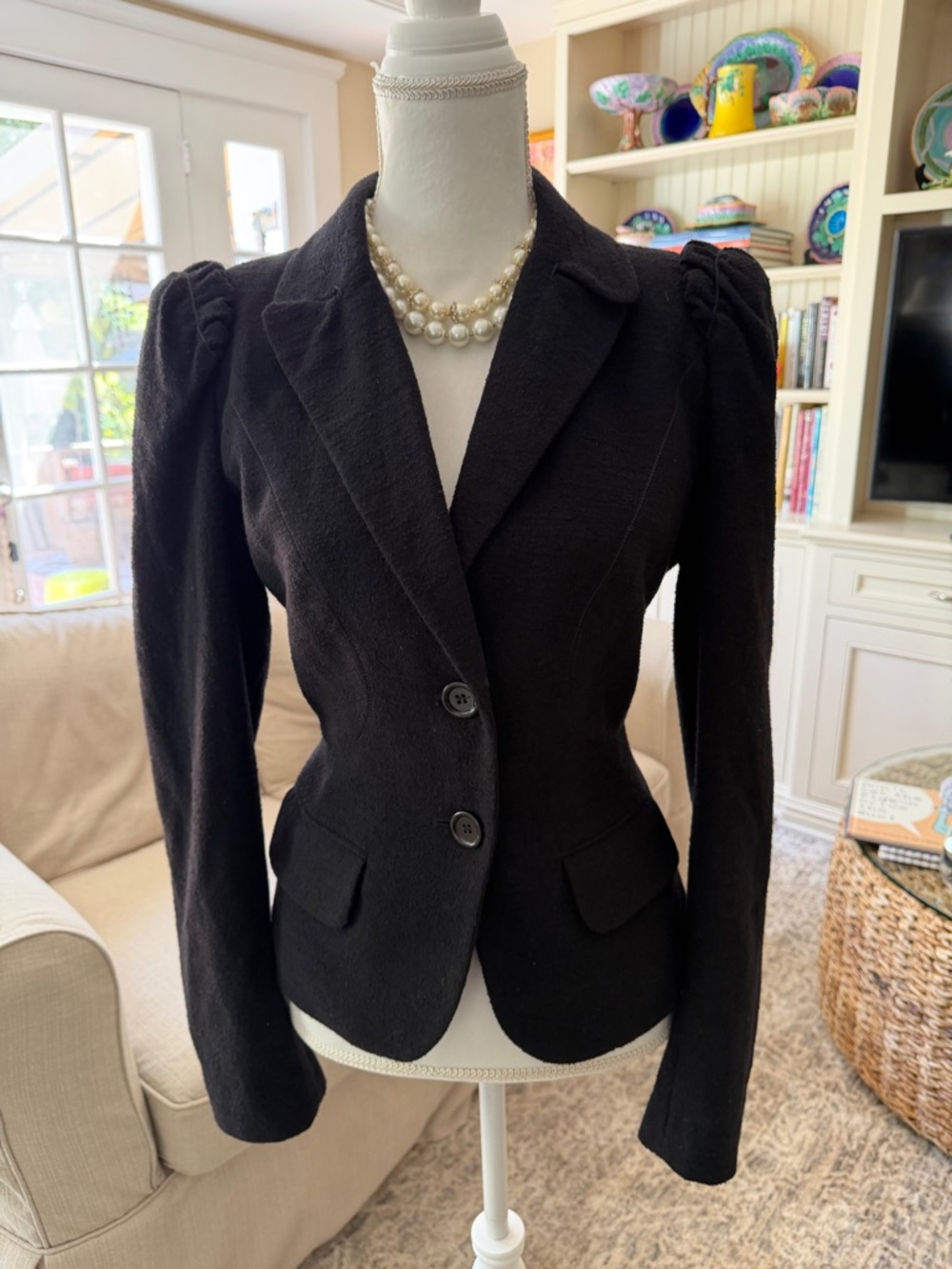 Leon Max Tailored Black Button-Front Blazer Jacket